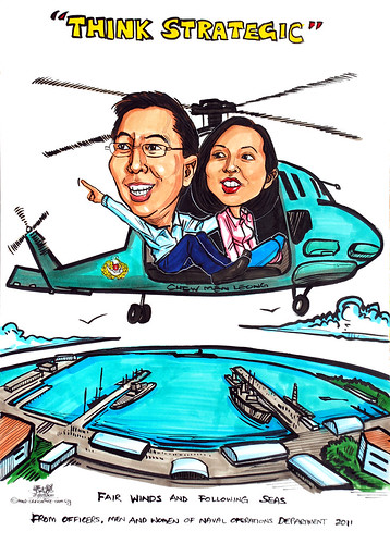 couple caricatures for Singapore Navy