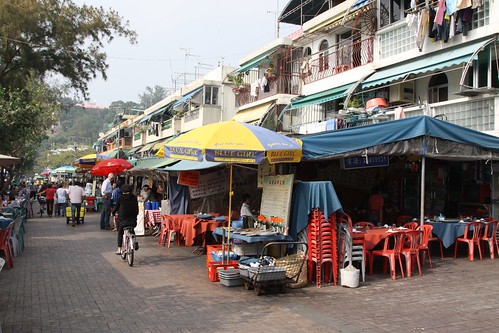 Seafood restaurants lining the waterfront in Cheung Chau