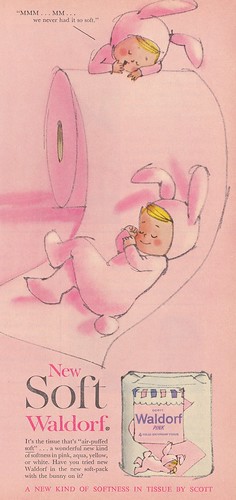 1961 Scott Waldorf Bathroom Tissue Ad by Neato Coolville