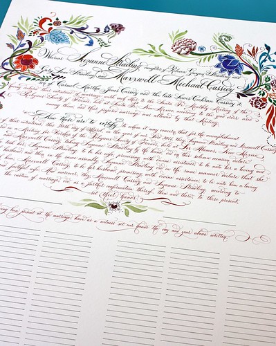 Here is a Quaker Wedding Certificate that I recently completed for a lovely