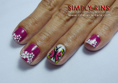 Nail Art Butterfly and Flowers 06