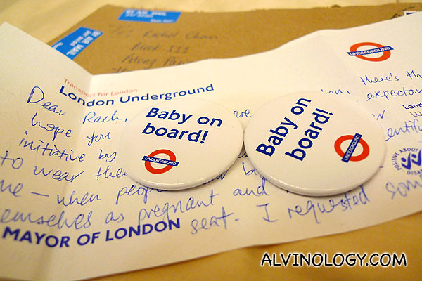 London Underground's "Baby On Board!" Badges