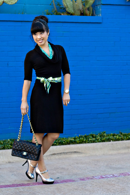 express black cowl dress eshakti turquoise necklace guess silver mary jane pumps chanel lambskin quilted purse