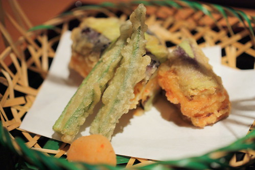Age mono (Deep fried fish): ebi shinjo no nasu hasami-age