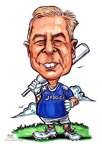 Pompey football cricket bat caricature