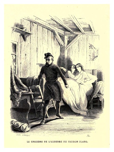 004-La habitacion en el algergue del Halcon blanco-Le juif errant 1845- Eugene Sue-ilustraciones de Paul Gavarni