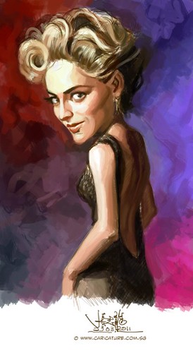 digital caricature of Sharon Stone - 2