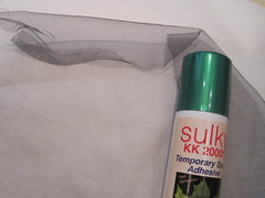 black tulle and temporary spray adhesive