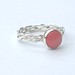 Coral cabachon plaited sterling silver ring