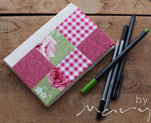 Notebook with patchwork slip cover