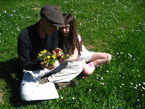 Graham and Livvy picking flowers