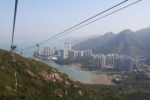 High above Tung Chung on the Ngong Ping 360 cable car