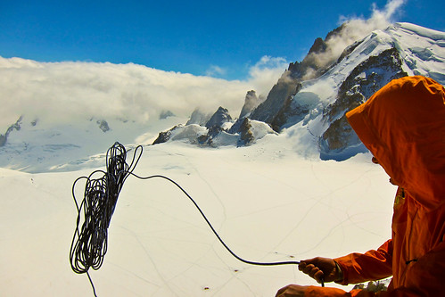 Abseil from Eperon des Cosmique, Chamonix