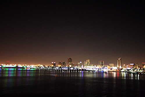 Queen Mary - View of Long Beach from Promenade Deck (Oops, No Tripod)