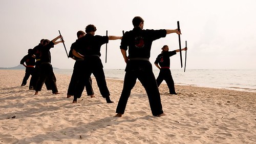 Ninja Sword Training on the Beach at Rick Tew's NinjaGym™ Martial Arts Training and Fitness Camp in Thailand