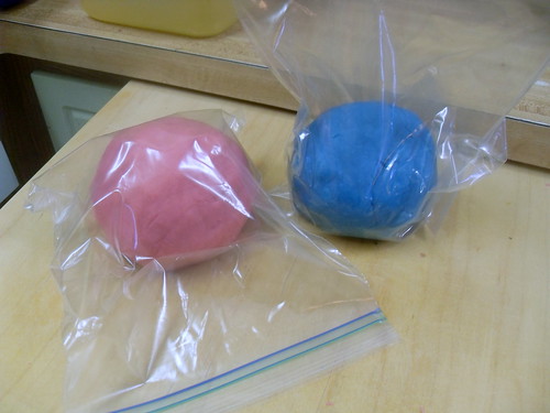 Making Playdough - store in zippered bags