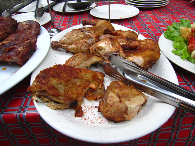 Platter of grilled chicken