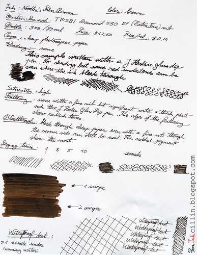 Noodler's Polar Brown ink review on photocopier paper