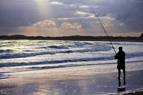 Whatipu Beach - Fisherman