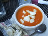 Tomato soup with cheese curds