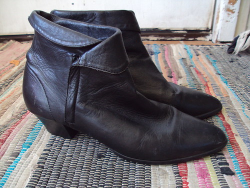 Short Black Leather Booties