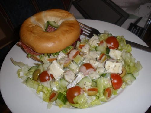Bagel and salad