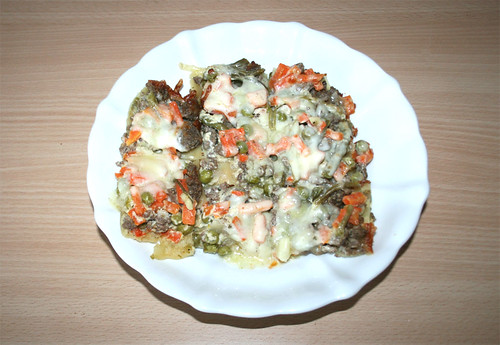 Gemüse-Frischkäse-Lasagne - aufgewärmt / vegetable cream cheese lasagne - reheated
