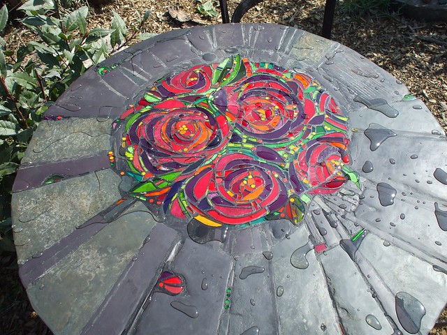 Rose Peony furniture set table top glass mosaic