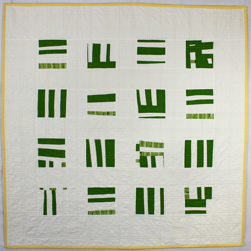Basketweave quilt in green and yellow