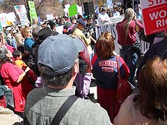 New Mexico CWAers and other activists rallied this spring as they geared up to successfully challenge Gov. Susana Martinez’s attempt to shut down the state labor board.