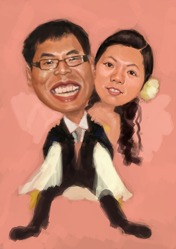 digital wedding couple caricatures - 1