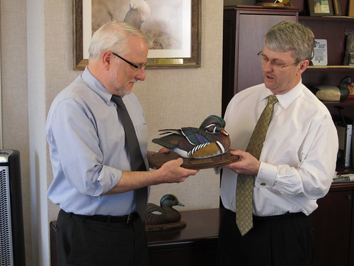 Chief White accepts the Ducks Unlimited 2011 Wetland Conservation Achievement Award from Scott Sutherland, Ducks Unlimited Director of Government Affairs.
