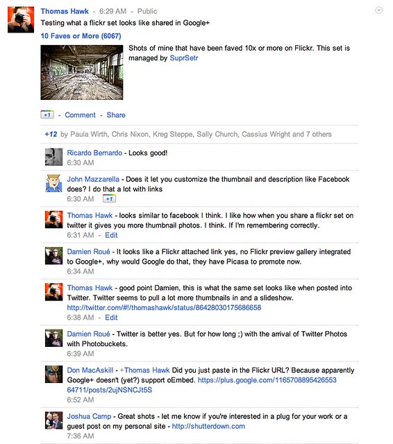 What a Flickr Set Looks Like When Shared on Google+