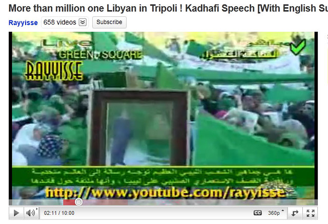 Screen shot of More than million one Libyan in Tripoli ! Kadhafi Speech [With English Subtitles][17-06-2011] @02:11:00 