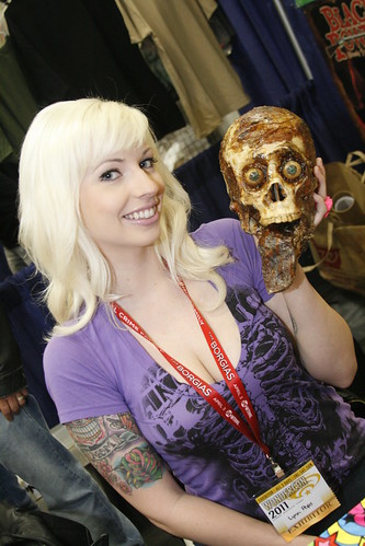 Candid Girl with Zombie Skull