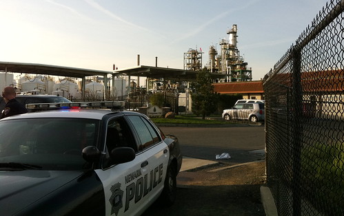 Two-alarm fire at Evergreen Oil Refinery