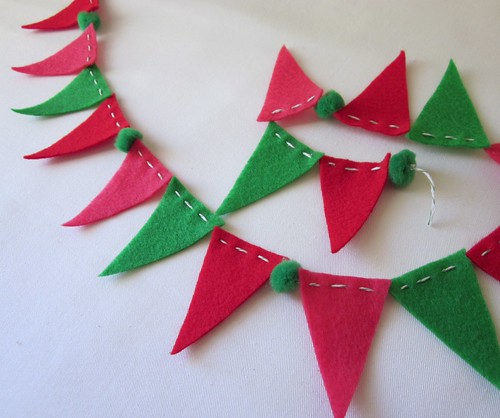 Mini Xmas Bunting Banner Green Red Pink