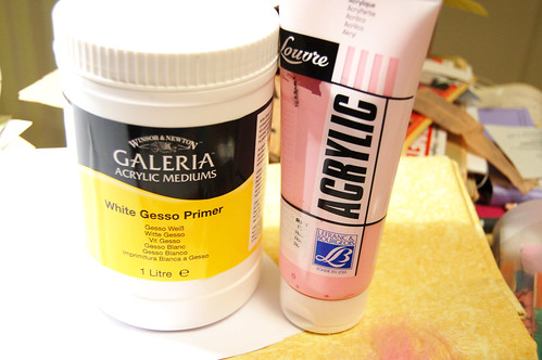 Gesso and pink paint