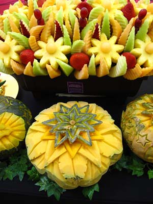 carved fruits and veggies