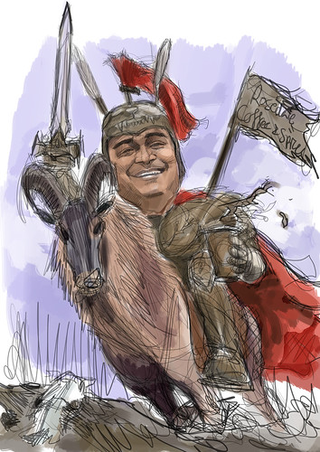 digital caricature of knight colour scheme