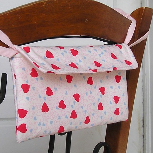 This charming Valentine mailbox features vintage repro fabric.