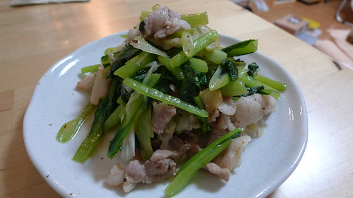 小松菜と豚肉の塩炒め