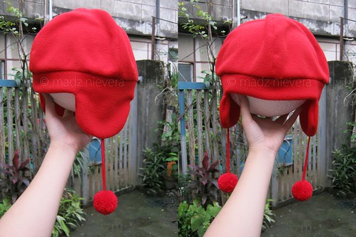 red hat with ear flaps
