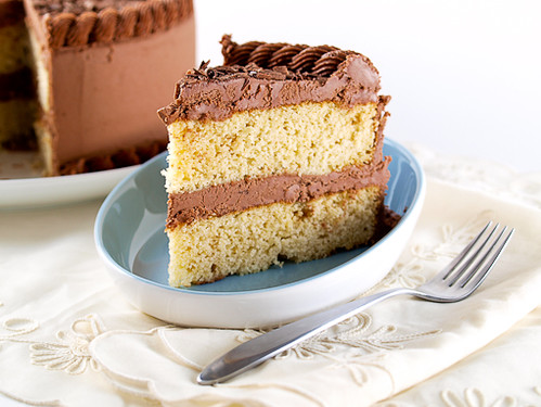 Buttermilk Cornmeal Cake with Chocolate  Buttermilk Frosting