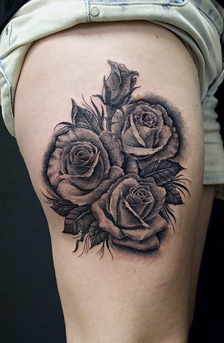 Rose Tattoo black and grey A cluster of roses a parting gift for a gal 