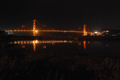 the golden gate bridge at night. the golden gate bridge at