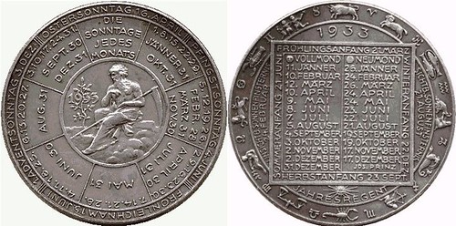 1933 Austrian Calendar medal