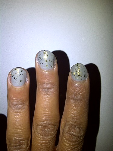 My nails look like speckled eggs. Ha