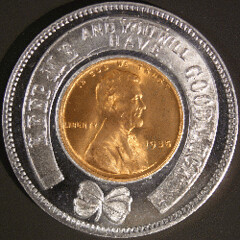 Encased 1935 cent obverse