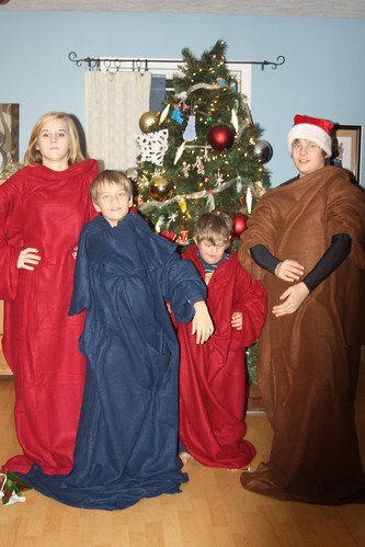 We got Snuggies for Christmas. Gee, thanks, Mom.